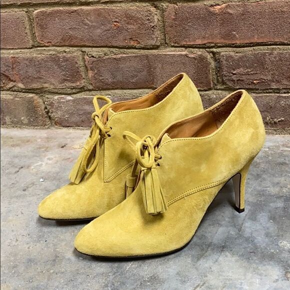 Bettye Muller Mustard Roxy Suede Nettario Heeled Bootie - Picture 3 of 9